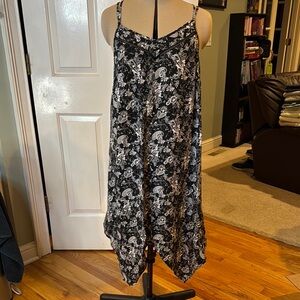 Navy and White Paisley Floral Sun Dress, cute crossing adjustable back straps